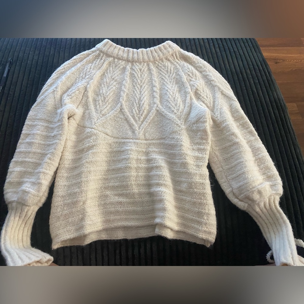 Cottage Core Cream Cowl Neck Sweater